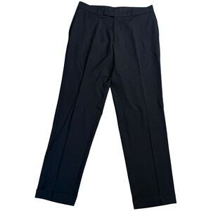 Hugo Boss Pasolini Movie US Dress Pants Men's 46R Black Flat Front Wool Trousers